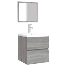 Berkfield Home Premium Bathroom Cabinet with Mirror Grey Sonoma Engineered Wood - thumbnail 4