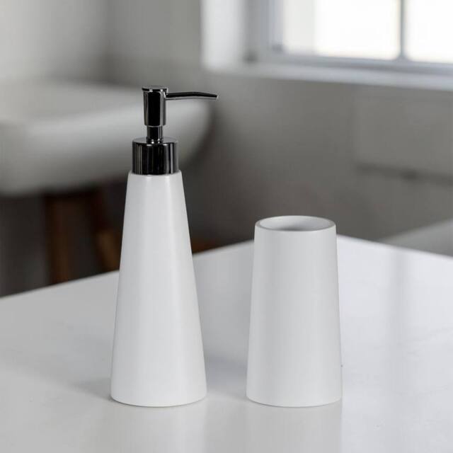 Showerdrape Alto 2 Set - Liquid Soap Dispenser & Tumbler in White - image 1
