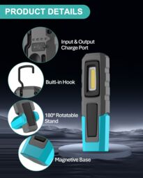 Koolite Men's LED Inspection light, Waterproof, Rechargeable Work Light, Portable with Magnetic stand & clip in Blue - thumbnail 5