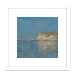 Artery8 Monet Low Tide Pourville Dieppe 8X8 Inch Square Wooden Framed Wall Art Print Picture with Mount in White - thumbnail 1