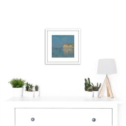 Artery8 Monet Low Tide Pourville Dieppe 8X8 Inch Square Wooden Framed Wall Art Print Picture with Mount in White - thumbnail 2
