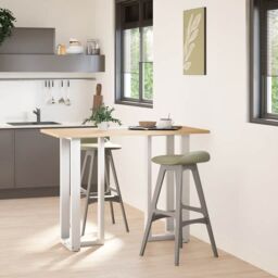 Berkfield Home Bar Table Legs T-Shaped¬†2 pcs White 40x35x(100-101) cm Steel - thumbnail 2