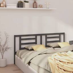 Berkfield Home Bed Headboard Grey 186x4x100 cm Solid Pine Wood - Size: 186 x 4 x 100 cm - thumbnail 2