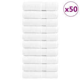 Berkfield Home Premium Hand Towels SOLUND 50pcs White 50x100cm 600gsm - thumbnail 1