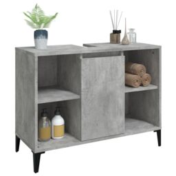 Berkfield Home Sink Cabinet Concrete Grey 80x33x60 cm Engineered Wood - Size: 80 x 33 x 60 cm - thumbnail 4