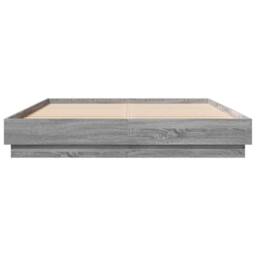 Berkfield Home Durable Bed Frame with LED without Mattress Grey Sonoma 160x200 cm - thumbnail 6