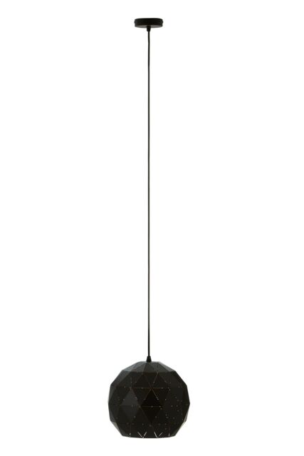 Orsina White Pendant Light, Geometric Metal Shade with Slotted Design, Durable Steel Hanging Lamp in Black - image 1