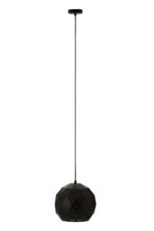 Orsina White Pendant Light, Geometric Metal Shade with Slotted Design, Durable Steel Hanging Lamp in Black - thumbnail 1