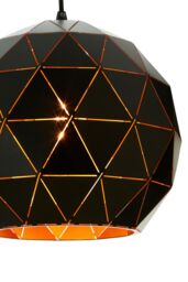 Orsina White Pendant Light, Geometric Metal Shade with Slotted Design, Durable Steel Hanging Lamp in Black - thumbnail 3