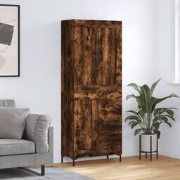 Berkfield Home Highboard Smoked Oak 69.5x34x180 cm Engineered Wood in Brown - thumbnail 2