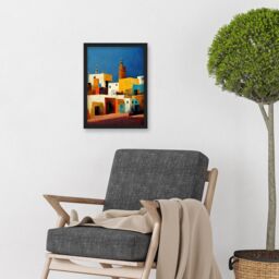 Artery8 Morocco Skyline Cityscape Modern Artwork Framed Wall Art Print A4 in Black - thumbnail 2
