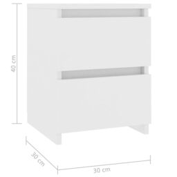 Berkfield Home Bedside Cabinet White 30x30x40 cm Engineered Wood - Size: 30 x 30 x 40 cm - thumbnail 6
