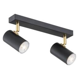 Netlighting Lagos Twin Ceiling Spotlight Black Structure Brass Elements