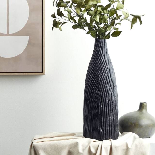 Wyld and Coco Black Terracotta Vase 50cm - Minimalist Scandi Decorative - image 1