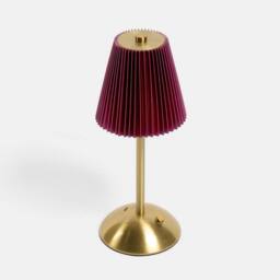 OHS Pleated Bedside Lamp LED Rechargeable Cordless Night Light in Dark Red - thumbnail 1