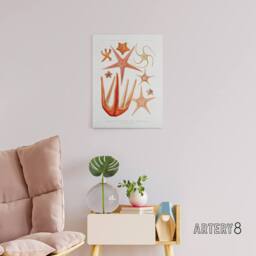 "Artery8 Starfish Biodiversity Illustration Albert I Canvas Wall Art Print in White - Size: W18"" x H24""" - thumbnail 3