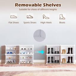 Gymax 4-tier Shoe Cabinet 16 Pair Plastic Shoe Organizer With Magnetic Doors in White - thumbnail 5