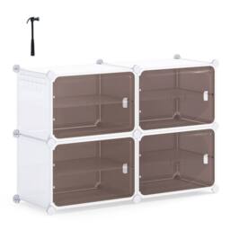 Gymax 4-tier Shoe Cabinet 16 Pair Plastic Shoe Organizer With Magnetic Doors in White - thumbnail 9