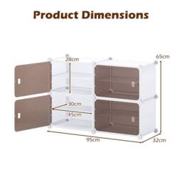 Gymax 4-tier Shoe Cabinet 16 Pair Plastic Shoe Organizer With Magnetic Doors in White - thumbnail 8