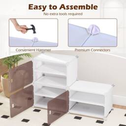 Gymax 4-tier Shoe Cabinet 16 Pair Plastic Shoe Organizer With Magnetic Doors in White - thumbnail 3