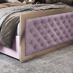 Casani Launceston Upholstered Soft Velvet Pink Metal Designer Bed Frame - Size: Double - thumbnail 7