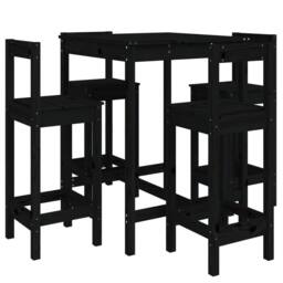 Berkfield Home 5 Piece Garden Bar Set Black Solid Wood Pine