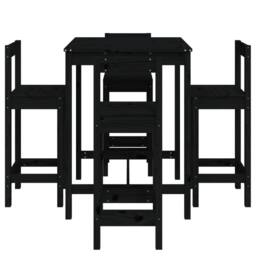 Berkfield Home 5 Piece Garden Bar Set Black Solid Wood Pine - thumbnail 5
