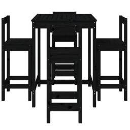 Berkfield Home 5 Piece Garden Bar Set Black Solid Wood Pine - thumbnail 4