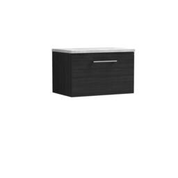 Balterley Level 600mm Wall Hung 1 Drawer Unit & Laminate Worktop, Charcoal Black