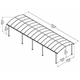 Palram Arcadia Carport 10600 - Polycarbonate - L1077 x W359 x H242 - Grey - thumbnail 3