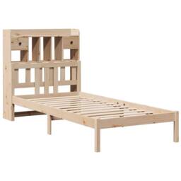 Berkfield Home Bookcase Bed without Mattress 75x190 cm Small Single Solid Wood Pine in Natural - thumbnail 3