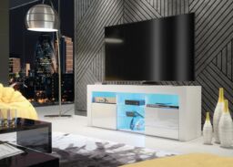Creative Furniture Pulse TV Unit 145cm - A Stylish & Practical Cabinet with Gloss Doors & LED Lights in White - thumbnail 4