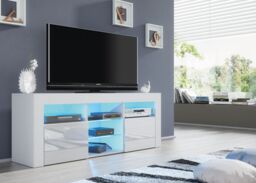 Creative Furniture Pulse TV Unit 145cm - A Stylish & Practical Cabinet with Gloss Doors & LED Lights in White - thumbnail 6