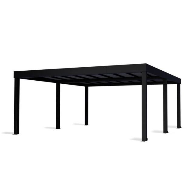 Palram Oslo 20 x 20 Feet Carport Kit, Black Structure Grey Panels - L607.5 cm - image 1