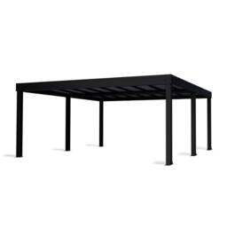 Palram Oslo 20 x 20 Feet Carport Kit, Black Structure Grey Panels - L607.5 cm - thumbnail 1