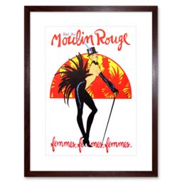 "Artery8 Wall Art Print Burlesque Moulin Rouge Paris Girls Artwork Framed 9X7 Inch in Brown - Size: W7"" x H9""" - thumbnail 1