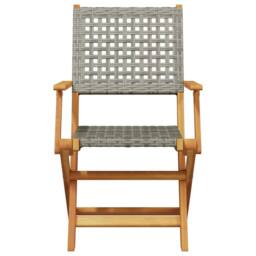 Berkfield Home Beautiful 3 Piece Bistro Set Grey Poly Rattan & Solid Wood - thumbnail 4