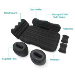 FLAVORA Car Inflatable Mattress Travel Air Bed Back Seat Rest Sleeping Pad in Grey - thumbnail 2