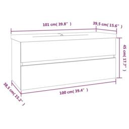 Berkfield Home Sink Cabinet with Built-in Basin Smoked Oak Engineered Wood in Brown - thumbnail 6
