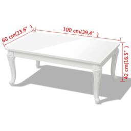 Berkfield Home Coffee Table 100x60x42 cm High Gloss White - Size: 100 x 60 x 42 cm - thumbnail 5