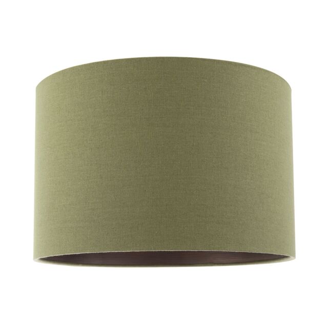 Happy Homewares Textured Linen Fabric Lamp Shade with Quality Brushed Resin Inner in Olive - Size: 12 inches - image 1