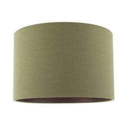 Happy Homewares Textured Linen Fabric Lamp Shade with Quality Brushed Resin Inner in Olive - Size: 12 inches - thumbnail 1