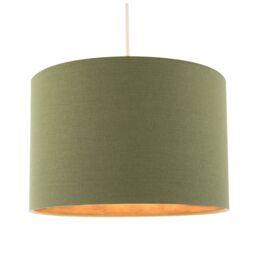 Happy Homewares Textured Linen Fabric Lamp Shade with Quality Brushed Resin Inner in Olive - Size: 12 inches - thumbnail 2