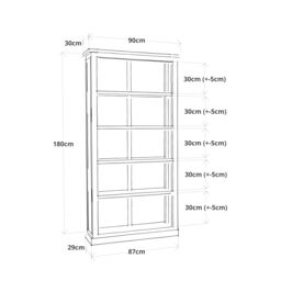 Cabinet Bits Bookcase with plinth 180x90x30cm in Off-White - Size: 180 x 90 x 30 cm - thumbnail 6