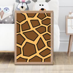 ARTZE Cute Cartoon Style Giraffe Print Framed Print SIZE: A4 with Oak Frame in Brown - thumbnail 2