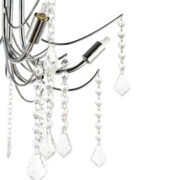 Happy Homewares Elegant Semi Flush Chandelier Ceiling Light with Clear Glass Droplets in Silver - thumbnail 5