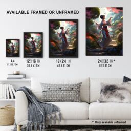 "Artery8 Wall Art Print Geisha Performing in Tranquil Garden Painting Graceful Traditional Dance in Spring Bloom Flowers Poster - Size: W18"" x H24""" - thumbnail 3