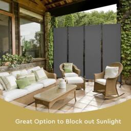SPETLEK Foldable Room Divider 4 Panel Wall Privacy Screen Protector Home in Grey - Size: 0.6m2 - thumbnail 6