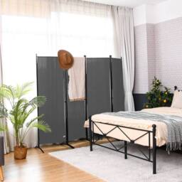 SPETLEK Foldable Room Divider 4 Panel Wall Privacy Screen Protector Home in Grey - Size: 0.6m2 - thumbnail 3
