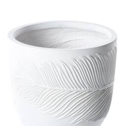 Wyld and Coco UC White Fibre Clay 35cm Round Planter with Leaf Motif - thumbnail 4